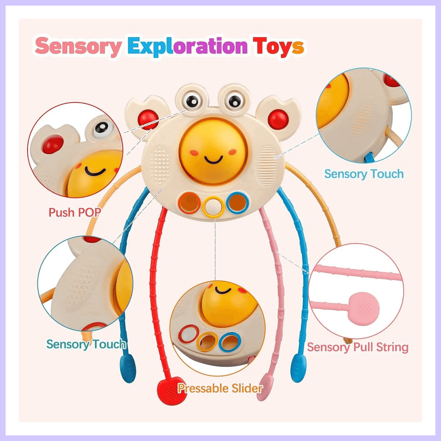 Crab Pull String Montessori Toy | Toddler Travel Toy