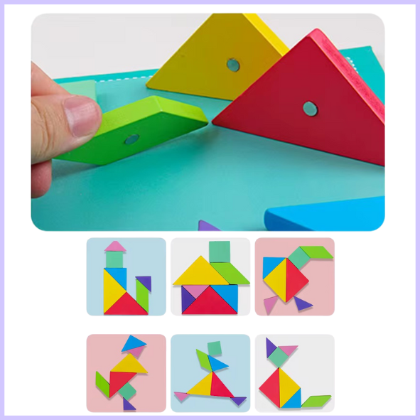 Kids Travel Puzzle Magnetic Tangram Book