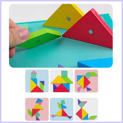Kids Travel Puzzle Magnetic Tangram Book