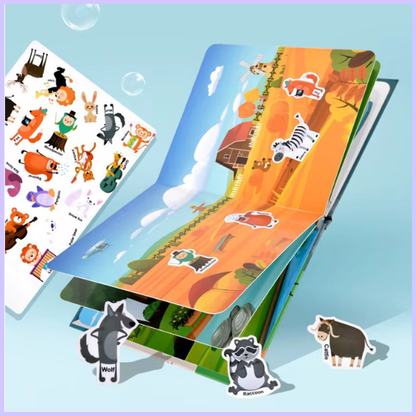Kids Travel Activities Reusable Silicone Sticker Book