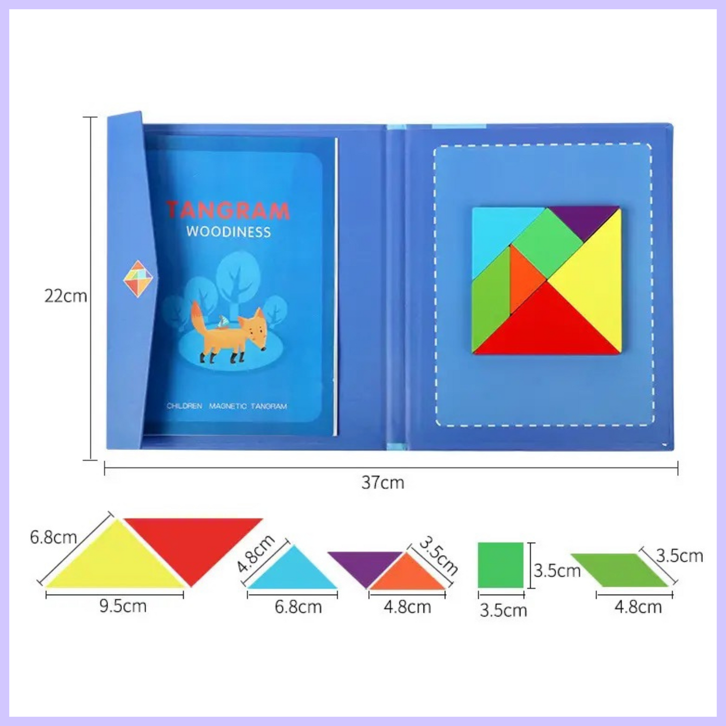 Wooden tangram magnetic travel puzzle book